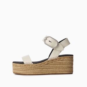 NEW Rag & Bone Ansley White Leather Buckle Espadrilles